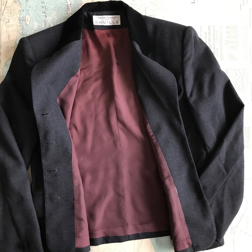 Vintage Rena Rowan for Saville Velvet Trimmed Blazer - Picture 6 of 8